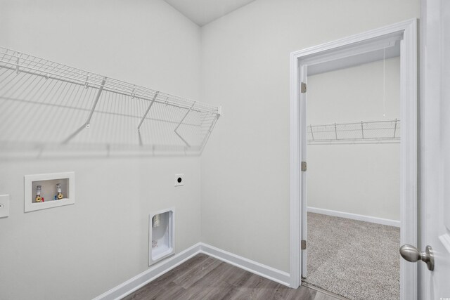 4295 Falls Oaks St, Myrtle Beach, SC 29579 - laundry area featuring dark wood-style flooring, baseboards, electric dryer hookup, laundry area, and washer hookup