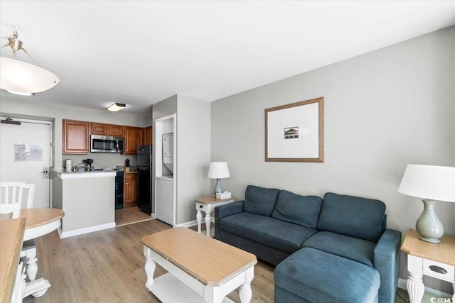 living area featuring light wood finished floors