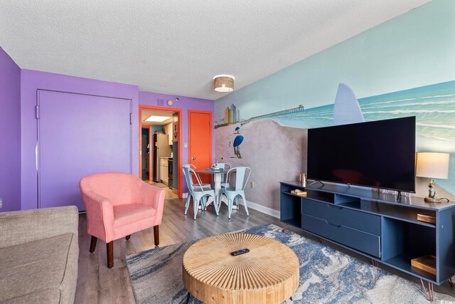 201 S Ocean Blvd Unit 217, Myrtle Beach, SC 29577 - living room with wood finished floors and a textured ceiling