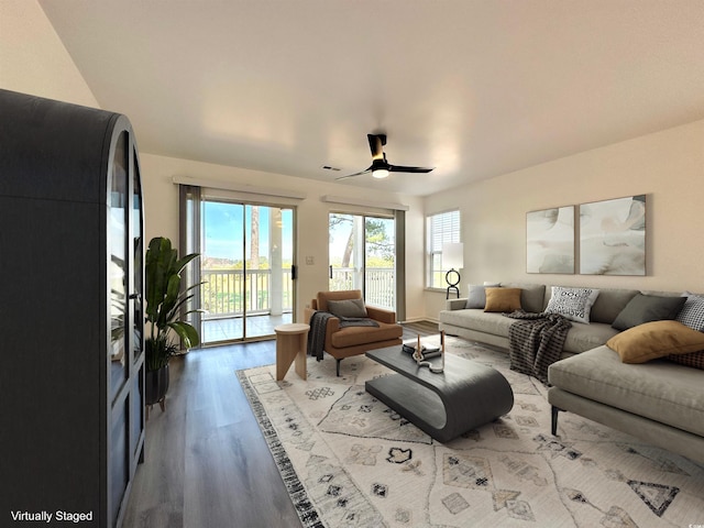 5000 Windsor Green Way Unit 204, Myrtle Beach, SC 29579 - living room featuring wood finished floors and ceiling fan
