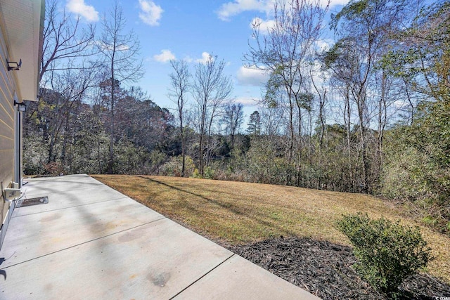 view of yard with a wooded view