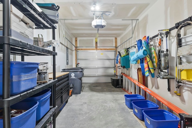 garage with a garage door opener