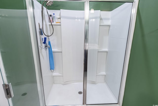 bathroom with a stall shower