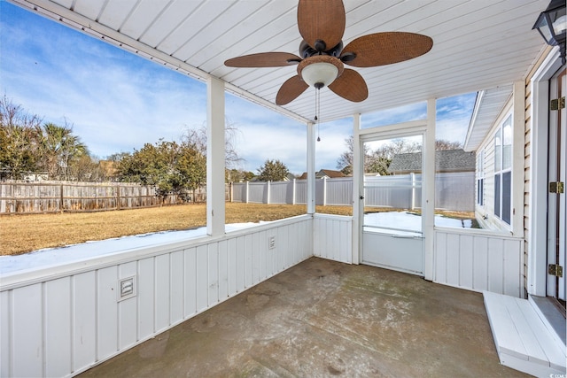 view of unfurnished sunroom