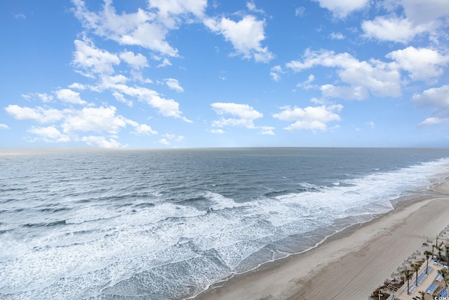 view of water feature featuring a view of the beach