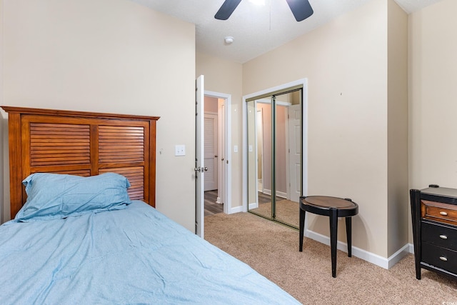 5801 Oyster Catcher Dr Unit 724, North Myrtle Beach, SC 29582 - bedroom with light colored carpet, ceiling fan, and baseboards