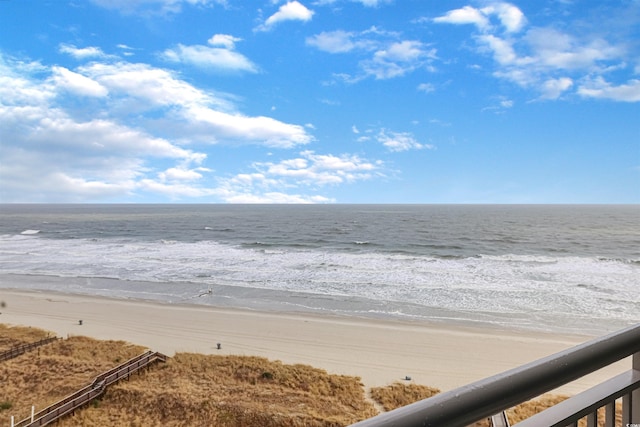 property view of water featuring a view of the beach