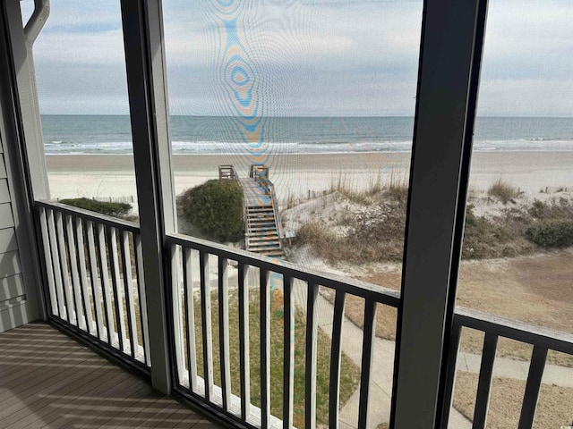 view of water feature featuring a view of the beach