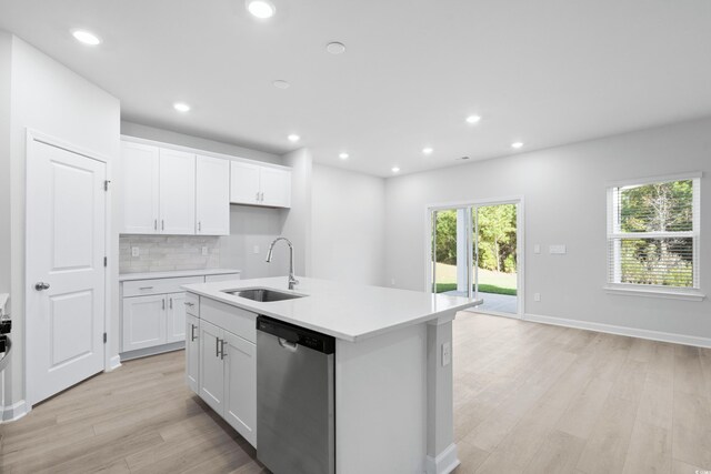 2104 Copper Creek Ct, Longs, SC 29568 - kitchen featuring a sink, tasteful backsplash, stainless steel dishwasher, recessed lighting, and light wood finished floors
