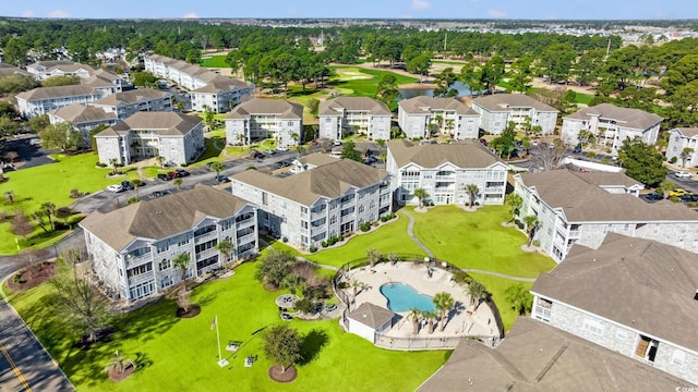 aerial view featuring golf course view and a residential view