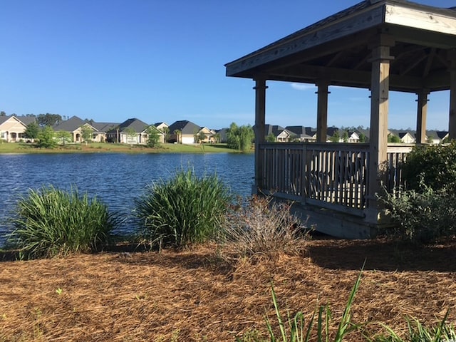1575 Berkshire Ave, Myrtle Beach, SC 29577 - dock featuring a gazebo, a residential view, and a water view