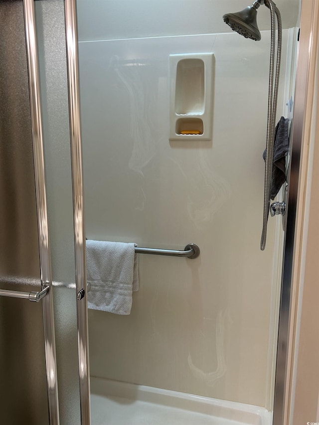 bathroom featuring a shower stall