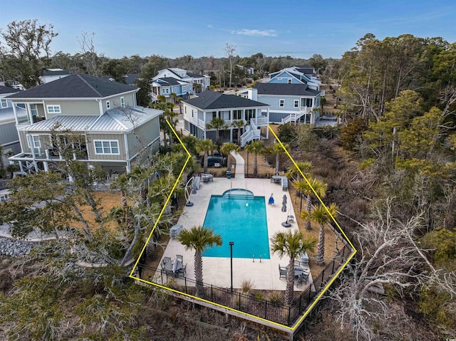 birds eye view of property featuring a residential view