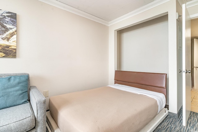 bedroom featuring crown molding