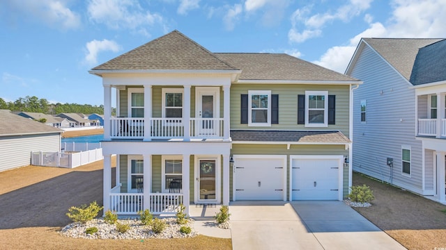 738 Harrison Mill St, Myrtle Beach, SC 29579 - view of front facade featuring a porch, roof with shingles, concrete driveway, and an attached garage
