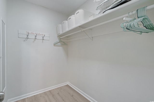 walk in closet featuring light wood finished floors