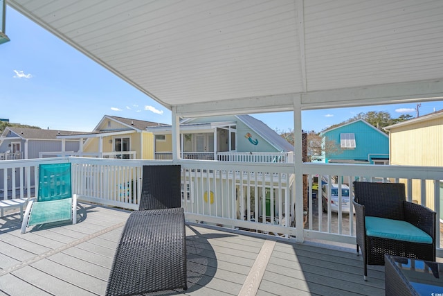 deck with a residential view