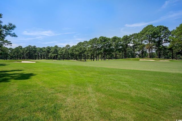 view of property's community with a yard and golf course view