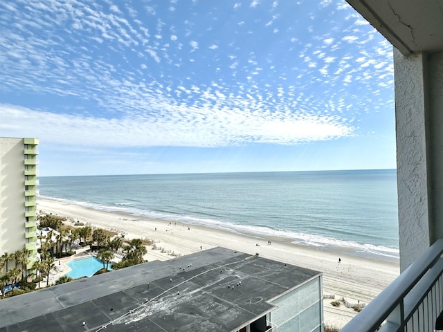 view of water feature featuring a view of the beach