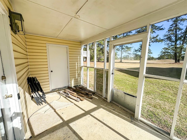 view of unfurnished sunroom