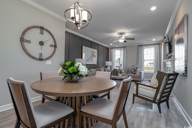 4035 Bucolic Loop, Myrtle Beach, SC 29588 - dining space featuring ornamental molding, baseboards, ceiling fan, recessed lighting, and light wood-style flooring