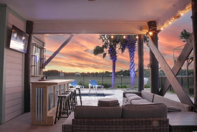 225-B Dogwood Dr N, Murrells Inlet, SC 29576 - view of patio featuring an outdoor living space, a fenced in pool, and fence