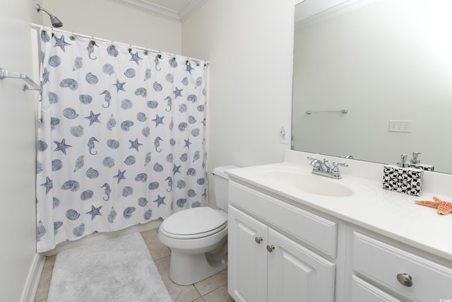 225-B Dogwood Dr N, Murrells Inlet, SC 29576 - full bathroom with tile patterned floors, toilet, ornamental molding, a shower with shower curtain, and vanity