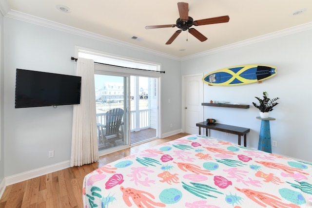 225-B Dogwood Dr N, Murrells Inlet, SC 29576 - bedroom featuring access to exterior, wood finished floors, baseboards, and ornamental molding