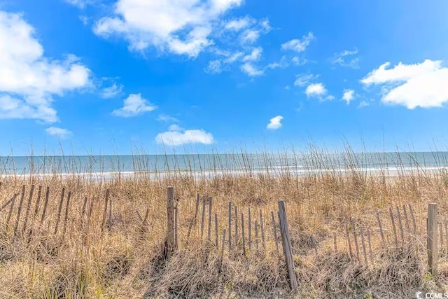 property view of water featuring a view of the beach