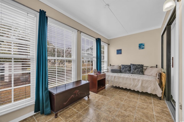 bedroom with tile patterned floors