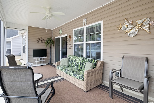 view of patio / terrace featuring outdoor lounge area and ceiling fan