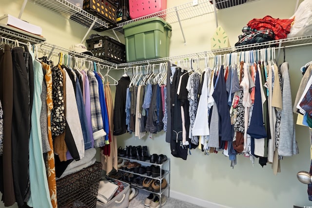 spacious closet with carpet flooring and visible vents