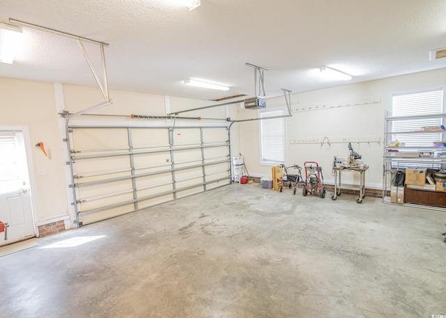 garage with a garage door opener