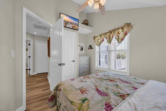 6001-MH69B S Kings Hwy, Myrtle Beach, SC 29575 - bedroom with wood finished floors, a ceiling fan, and baseboards