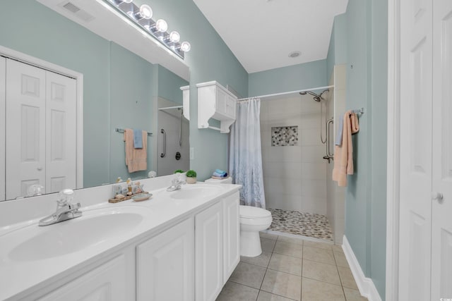 full bathroom featuring a sink, a closet, visible vents, and tile patterned floors