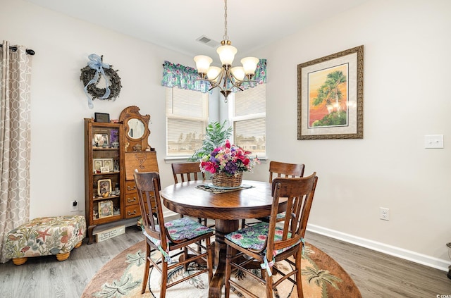 1881 Moonseed Dr, Longs, SC 29568 - dining space featuring a chandelier, wood finished floors, and baseboards