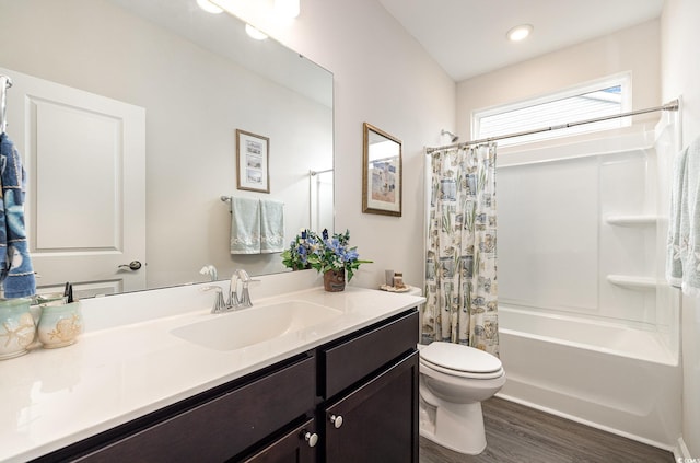 1881 Moonseed Dr, Longs, SC 29568 - bathroom with vanity, wood finished floors, shower / bath combination with curtain, and toilet