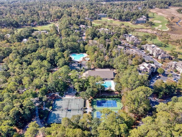 bird's eye view with a forest view