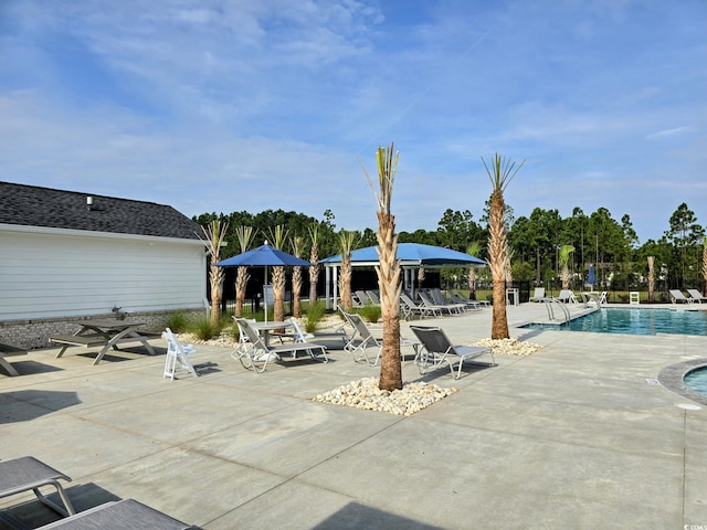 view of patio / terrace with a community pool