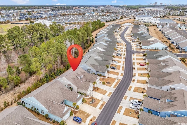 bird's eye view with a residential view