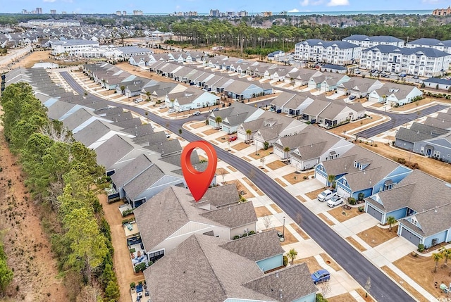 drone / aerial view with a residential view