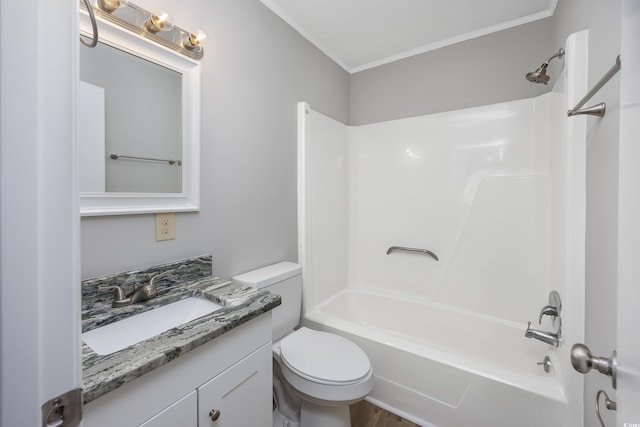 full bathroom featuring vanity, toilet, and shower / bathtub combination