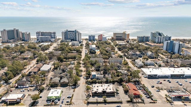 bird's eye view featuring a water view and a city view