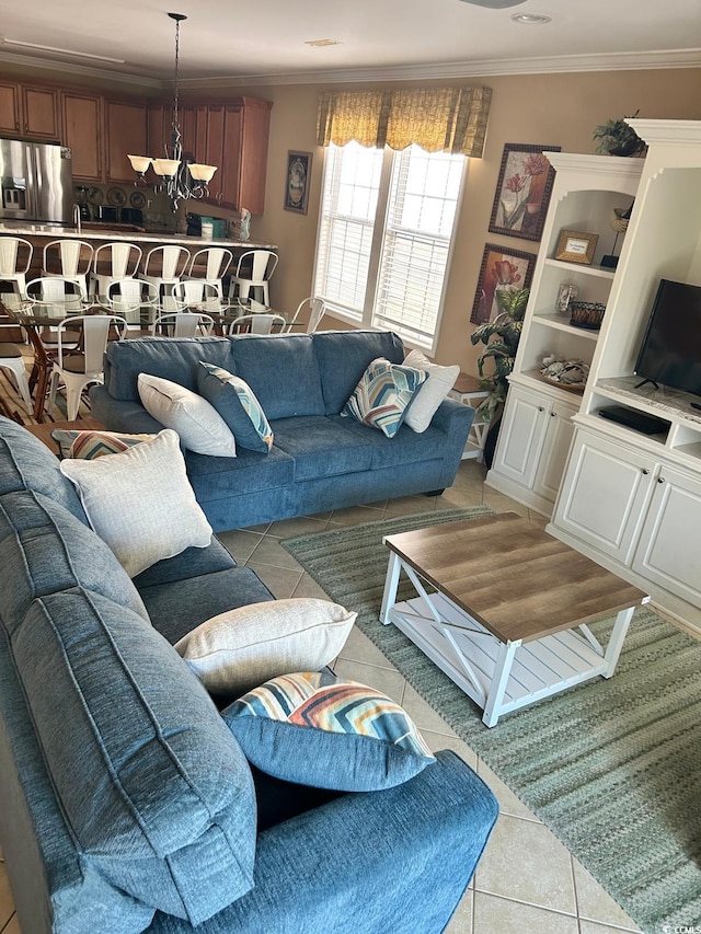 113B 13th Ave N, Surfside Beach, SC 29575 - living area featuring light tile patterned floors and ornamental molding