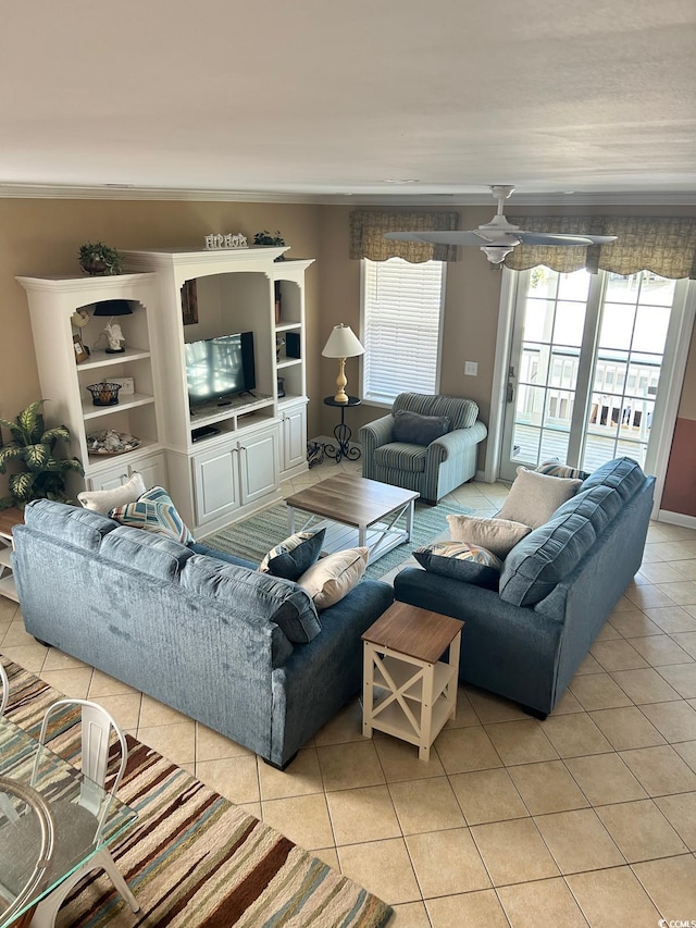 113B 13th Ave N, Surfside Beach, SC 29575 - living room with light tile patterned flooring and ornamental molding