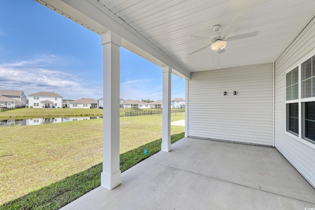 4028 Bucolic Loop, Myrtle Beach, SC 29588 - view of patio / terrace with a residential view, a ceiling fan, and a water view