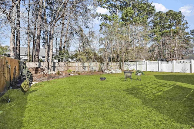 view of yard featuring a fenced backyard