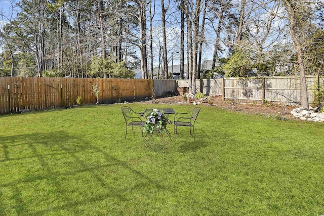 view of yard featuring a fenced backyard