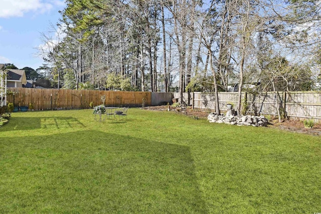 view of yard featuring a fenced backyard