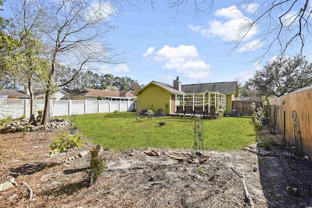 view of yard featuring a fenced backyard